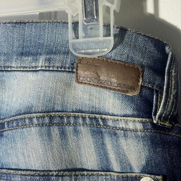 Dkny Vintage Embellished Studded Blue Distressed Low Rise Jeans Y2K - Picture 6 of 7